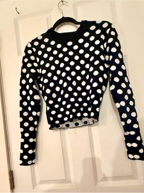 Forever 21 Black & White Polka Dot Knit Sweater